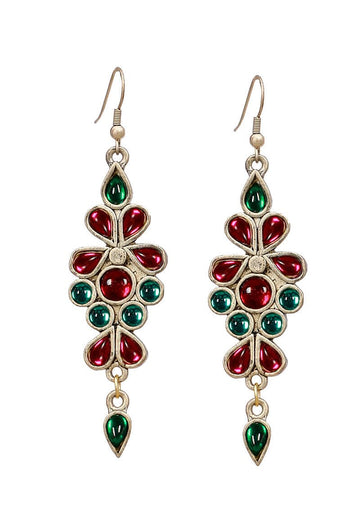 Multicolour German Silver Afghan Earrings